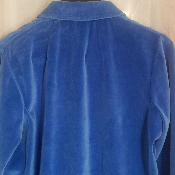 Rebecca Malone Velour Jacket Size S Blue Long Sleeve Front Pockets Zip Up - Picture 8 of 9